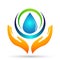 Water drop save water globe people life care logo concept of water drop wellness symbol icon nature drops elements vector design