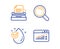 Water drop, Search and Typewriter icons set. Web traffic sign. Clean aqua, Magnifying glass, Writer machine. Vector