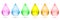 Water drop set isolated, colored rain droplets, multicolored separated drops - vector