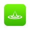 Water drop and spill icon digital green