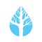 Water drop and tree silhouette icon. Ecology symbol.