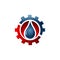 Water drop vector logo design with gears cogs concept