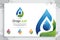 Water drop vector logo design with modern color concept, illustration symbol fresh mineral water for healthy