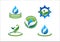 Water drop, water ecology, leaf, circle, connection, people, symbol, gear vector logo