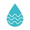 Water drop with waves nature liquid blue silhouette style icon