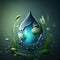 Water droplet with the earth on World Water Day, Generative Ai