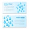 Water drops background. Banners, labels set mineral water, spring water, pure organic water. Vector illustration