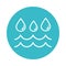 Water drops flowing nature liquid blue block style icon