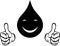 Water drops with hands and smile, drops and water logo