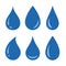 Water drops set of icon collection for app, logo, or web isolated on white. Simple blue flat falling water, or raindrop