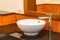 Water facuet and white sink decoration interior