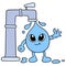 The water faucet releases clean and environmentally friendly water, doodle icon image kawaii