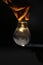 Water fill into filament bulb and glow yellow light