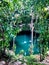 Water filled cave in jungle