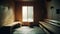 Water filling up the whole room of a small modern sauna. Generative AI