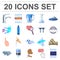 Water filtration system cartoon icons in set collection for design. Cleaning equipment vector symbol stock web