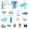 Water filtration system cartoon icons in set collection for design. Cleaning equipment vector symbol stock web