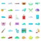 Water fish icons set, cartoon style