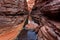 Water flowing deep below in gorge