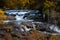 Water flowing down a small picturesque waterfall. Madam Brett Park - Beacon, NY