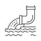 water flowing from drainage pipe line icon vector illustration
