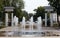 Water flowing in the fountain, vertical water jets