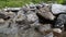 Water flowing in a mountain stream slow motion