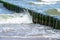 water flowing into the water groyne baltic sea