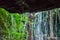 Water Flowing from a Waterfall in an Asian Jungle with a Maze of Branches and Roots