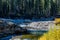 Water flows along the Livingston River. Livingsting Falls Provincial Recreation Area Alberta Canada