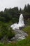 Water from the Fosselva river drops down the 50 m high powerful Steindalsfossen