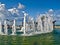 Water fountain along the Mediterranean Sea coastline, Tel Aviv, Israel