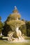 Water fountain with sculpture facade