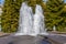 Water fountains with two vertical jets outdoor