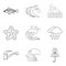 Water game icons set, outline style