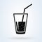Water glass straw. vector Simple modern icon design illustration