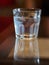 Water glass on table