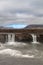 Water of the Godafoss Waterfall - beautiful part of stony rocky