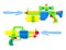 Water guns. Bright multi-colored childrens toys. Isolated objects. Flat vector illustration on white background.