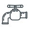 Water home tap icon, faucet house renovation concept line flat vector illustration, isolated on white. Pipeline crane valve