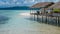 Water Hut of Homestay on Sandy Bank - Kri Island. Raja Ampat, Indonesia, West Papua