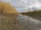 Water, industry, agriculture, watering, autumn, work, irrigation, exhaustion, sky, clouds, earth, dry grass, long, horizon, tree,