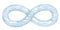 Water infinity symbol shape blue sign on white