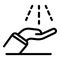 Water jets on the palm icon, outline style