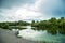 Water landscape before a thunderstorm overlooking the islands