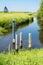 Water level staff gauge in ditch in polder, Netherlands