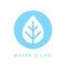 Water is life concept water drop leaf icon. Vector illustration.