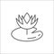 Water lily flower with leaf editable outline icon - pixel perfect symbol of nymphaeaceae bloom in thin line art.