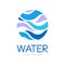 Water logo design, corporate identity template with blue water, ecology element for poster, banner, card, presentation