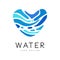Water logo design, corporate identity template with water sign in the shape of a heart, ecology element for poster